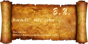 Bankó Nándor névjegykártya
